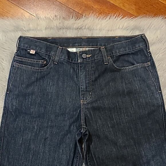 Carhartt womens dark wash‎ fire resistant original fit jeans size 14 - Picture 2 of 8